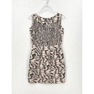 LOEFFLER RANDAL Dress Womens 8 Light Pink Black Silk Print Mini Sleeveless